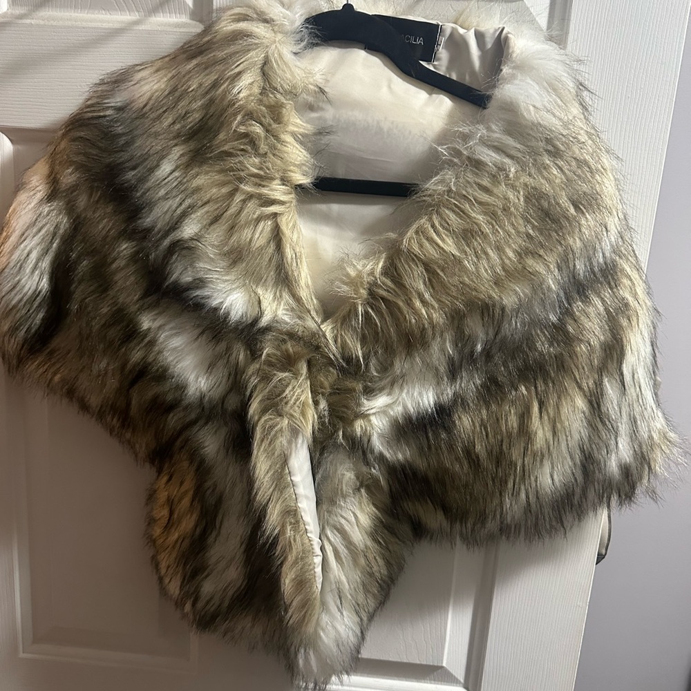 Faux fur shrug